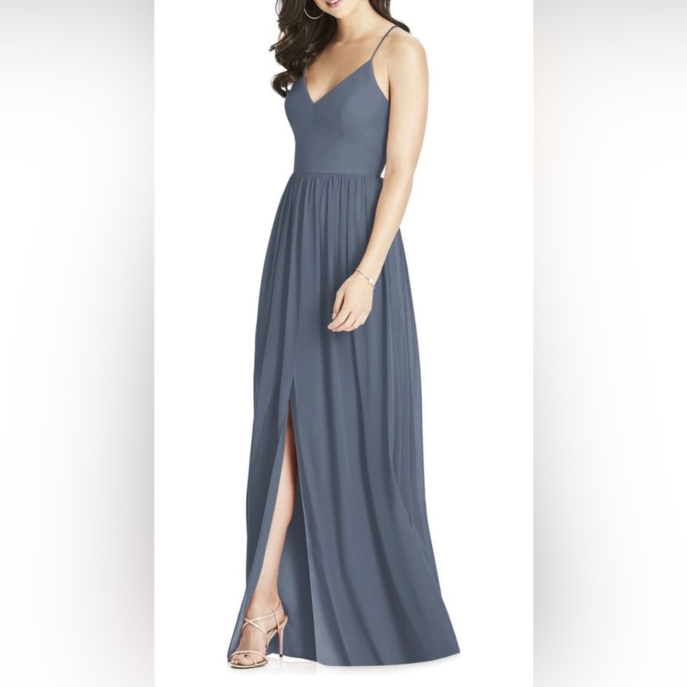 Dessy Collection Spaghetti Strap Chiffon A-Line Gown Long Dress Style #3019